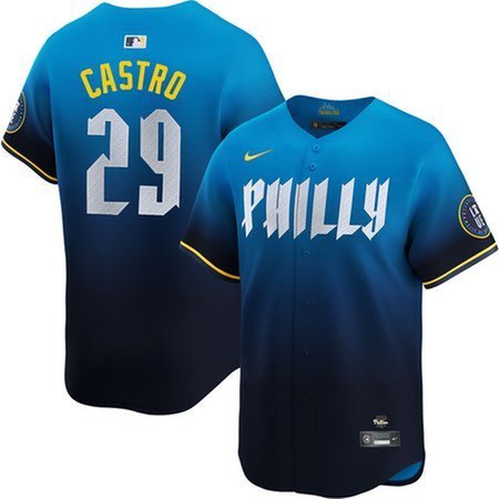Men's Philadelphia Phillies #29 Rodolfo Castro Nike Blue 2024 City Connect Limited Player Jersey